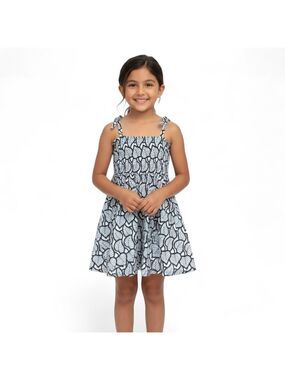 Janie and Jack Size 7 Black White Leaf Print Sleeveless Dress